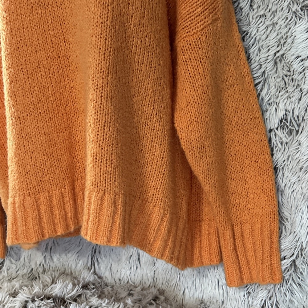 Aerie Sweater Oversize Boxy Fit Orange‎ Pullover Wool Blend Medium Chunky Knit - Picture 5 of 11